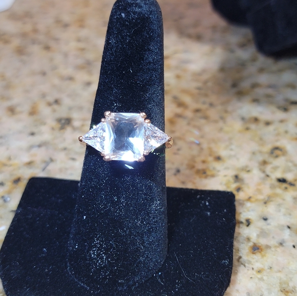 Bomb party ring lab created CZ rose gold plating